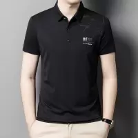 2024夏季冰丝无痕短袖T恤男休闲印花polo衫韩版坠感男装薄款半袖