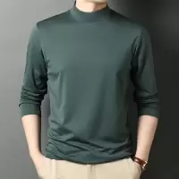 桑蚕丝长袖T恤男半高领基础款打底衫春秋季莫代尔休闲内搭秋衣潮