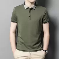 夏季桑蚕丝男士翻领冰丝棉短袖polo衫潮流男装薄款纯色半袖体恤