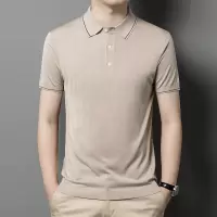 夏季纯桑蚕丝短袖t恤男翻领针织polo衫男装薄款真丝半袖体恤