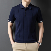 夏季韩版男士翻领针织冰丝短袖t恤潮流polo衫男装纯色半袖体恤衫