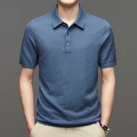 桑蚕丝男翻领冰丝棉短袖t恤2024夏季商务休闲男装针织半袖polo衫