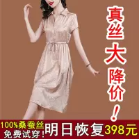 重磅真丝桑蚕丝连衣裙女夏2024新款中年妈妈碎花杭州裙子