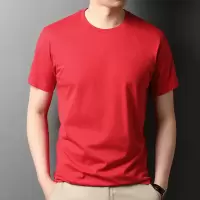 液氨纯棉白色短袖t恤男夏季丝光棉半袖圆领打底衫中年男装圆领短袖T恤男士2024夏季新款吸湿透气休闲亲肤上衣