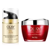 玉兰油(OLAY)面霜 大红瓶 新生塑颜金纯面霜50g+多效七重功效修护面霜 七效合一SPF15 50g