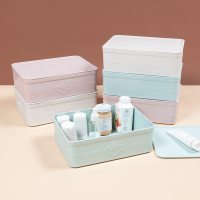 桌面收纳盒带盖防尘首饰抽屉整理盒子分格浴室无盖塑料长方形杂物