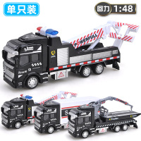 儿童城市消防云梯合金玩具车大号回力救援拖吊水炮车套装 欧式平板车黑随机款式