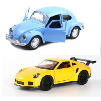 汽车模型奔驰大G越野车甲壳虫老爷车仿真儿童男孩合金车模小汽车玩具车摆件-黄色保时捷911+蓝色甲壳虫