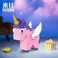 儿童积木独角兽拼装梦幻少女心立体手办彩虹白马卡通玩具礼物-[18018C]Miracle米儿 41颗粒