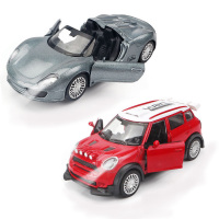 mini老爷车米字旗带回力可开门合金仿真迷你小汽车车模 mini米字旗老爷车+入门级跑车