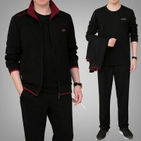 锋非凡品牌运动套装男春秋款三件套2020春秋装爸爸跑步运动服男大码中老年休闲运动套装卫衣