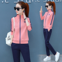 锋非凡 品牌动套装女春秋两件套2020新款印花休闲时尚显瘦运动服大码棒球服开衫两件套潮