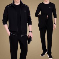 锋非凡 品牌爸爸秋装40-60岁中年休闲运动套装男中老年长袖长裤三件套运动衣