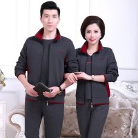 锋非凡 品牌中老年人情侣运动套装男春秋季2021新款三件套爸爸妈妈中年运动服男女跑步休闲套装