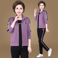 锋非凡 品牌2020新款秋季年轻妈妈套装洋气减龄中老年运动套装女春秋装宽松大码跑步锻炼休闲女装三件套