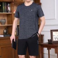 锋非凡 品牌2020新款夏季大码休闲运动套装男短袖短裤冰丝透气中老年爸爸装速干跑步服