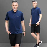 锋非凡 品牌2022新款中年运动套装男夏季翻领polo衫短袖短裤商务休闲中老年人运动服男士爸爸夏装短裤两件套