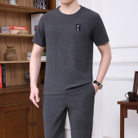 锋非凡 品牌2020新款中老年人运动套装男夏季爸爸装棉麻套装圆领短袖长裤短裤休闲服运动服男士休闲大码夏装两件套