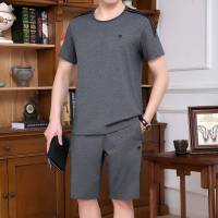 锋非凡 品牌2020新款中老年运动套装男夏季短袖T恤男装爸爸装两件套中年运动服套装薄