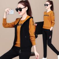 锋非凡 品牌运动套装女春秋2020新款马甲背心女春秋运动服套装休闲时尚连帽宽松大码卫衣连帽马甲圆领长卫跑步运动衣服三件套