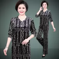 锋非凡 品牌妈妈运动套装女春秋中年妈妈春装运动套装2020新款金丝绒上衣中老年女春秋洋气两件套