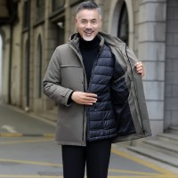 锋非凡 品牌中老年爸爸冬装外套中长款棉衣加绒加厚棉袄冬季羽绒棉服中老年爷爷男装冬季双层保暖外套