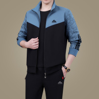 运动套装男士春秋季休闲爸爸春装中老年人外套时尚宽松大码三件套