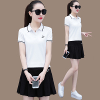 夏季短袖运动套装女裙2021新款纯棉棒球裙羽毛球服翻领休闲女夏装