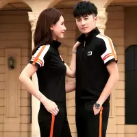 短袖长裤健身跑步套装夏装情侣装T恤男宽松休闲运动套装跑步健身