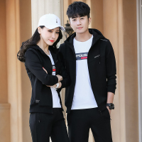 情侣运动套装2021春秋青年男士休闲装卫衣运动服套装女春季三件套