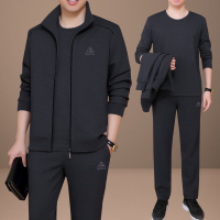 锋非凡 品牌中老年运动套装男春秋季运动服装2021新款爸爸秋装卫衣休闲三件套