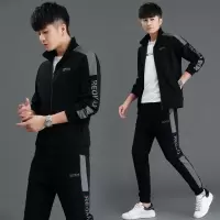 锋非凡 品牌青年帅气男士运动套装春秋季2021新款运动套装男春秋户外棉质休闲卫衣青年跑步服装两件套春季大码