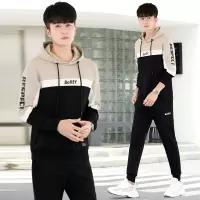 锋非凡 品牌青年帅气男士运动套装春秋季2021新款连帽卫衣男士潮流春秋款青少年学生休闲运动套装男装2021新款春季