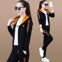 锋非凡 品牌运动套装女春秋季2021新款女装长袖连帽欧货早秋卫衣两件时尚韩版潮休闲服三件套