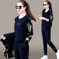 锋非凡 品牌运动套装女春秋季2021新款女子潮流时尚大码宽松跑步休闲服马甲卫衣三件套潮