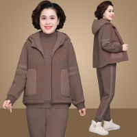 锋非凡 品牌秋冬加厚马甲卫衣外套妈妈时尚休闲套装运动服女加绒婆婆装小脚裤