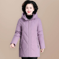 锋非凡 品牌中老年羽绒服女中长款冬连帽大码妈妈白鸭绒棉衣2021新款休闲外套