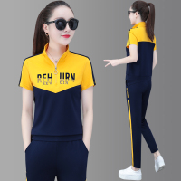 冰丝休闲运动套装女夏季新款时尚遮肉显瘦短袖薄款宽松跑步两件套