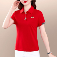 纯棉短袖t恤女夏装2023新款时尚韩版polo衫妈妈运动休闲上衣薄款