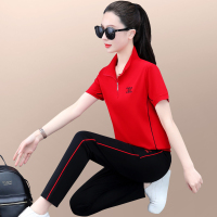 休闲运动服套装女夏季2023新款宽松洋气广场舞短袖长裤跑步两件套