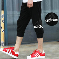 Adidas阿迪达斯男裤运动裤2019夏季新款透气针织短裤运动休闲收腿七分裤中长裤BK3238