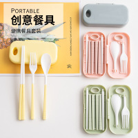 【2套】便携式儿童餐具三件套 筷子勺子叉子套装筷子单人装收纳盒学生