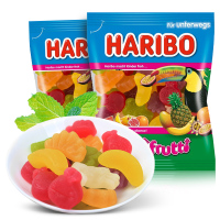 Haribo哈瑞宝德国进口热带水果软糖175g*2袋小熊橡皮糖QQ网红糖果