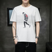 短袖t恤男士新款韩版衣服夏季宽松圆领半袖t恤棉上衣潮流打底衫男