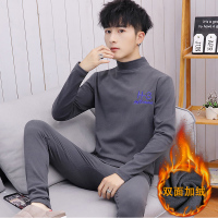 馨洋都2021男士保暖衣内衣套装加绒加厚冬衣冬裤中青年高领毛衫冬季