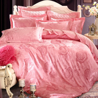 欧式贡缎提花四件套床上用品全棉纯棉被子被套三件套件床单人床品