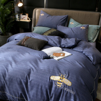 轻奢刺绣四件套全棉纯棉1.8m床简约床单双人被套2.0米床上用品