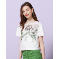 时尚小清新印花短款上衣