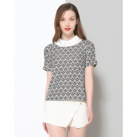 千鸟格短款上衣（领可拆卸）