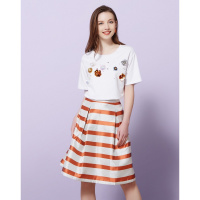 甜美可爱钉珠前短后长宽松上衣